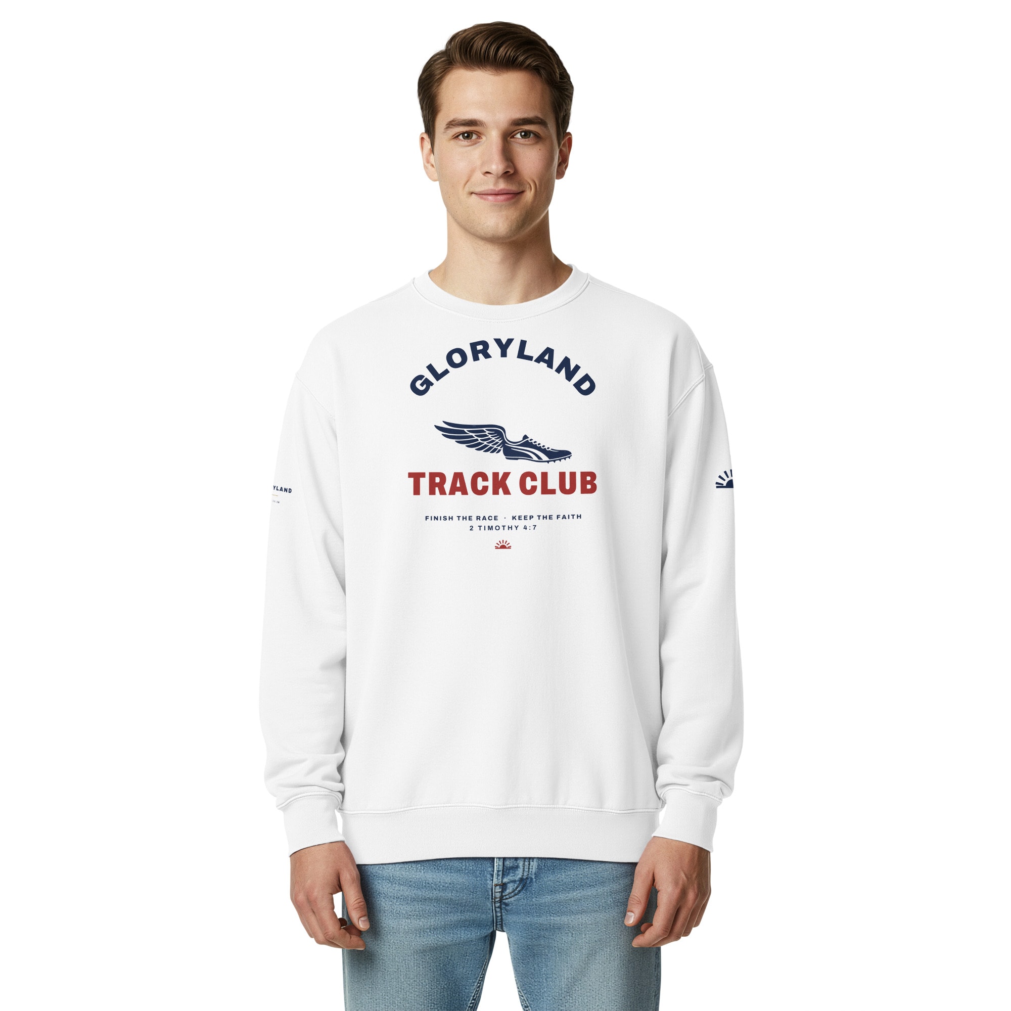 Track Club Crewneck in White
