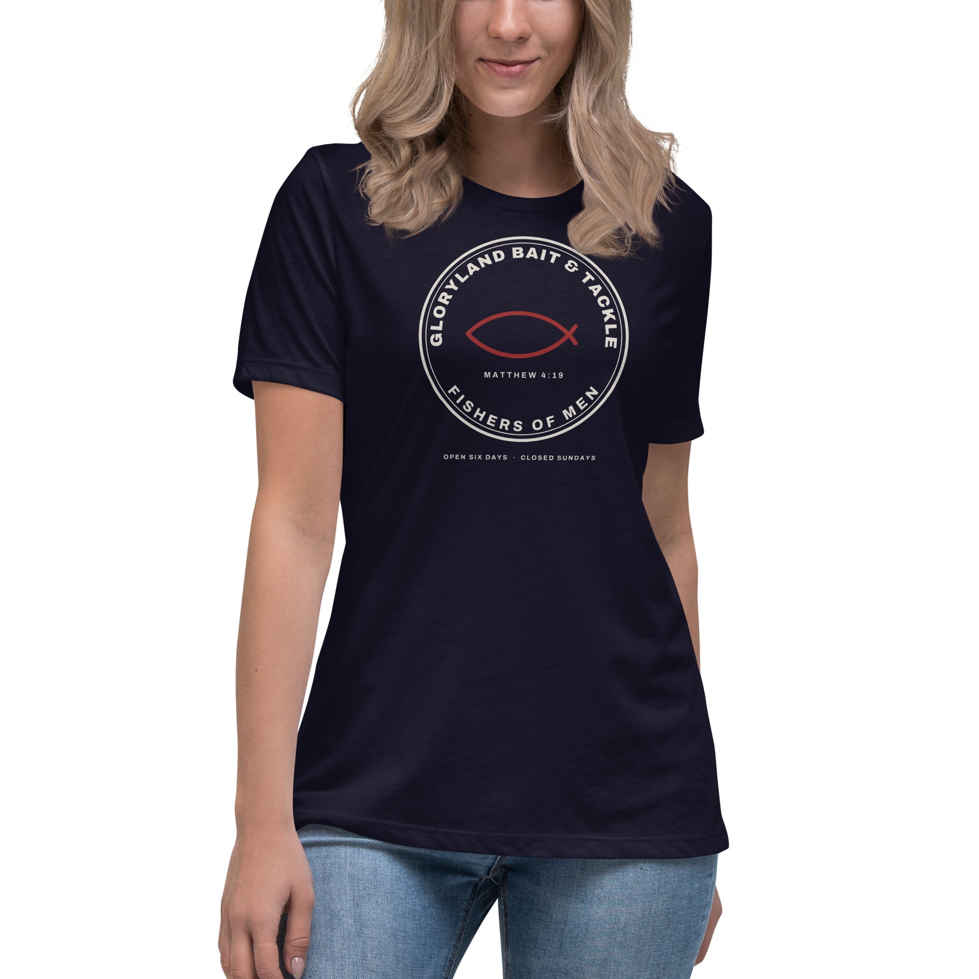 Bait & Tackle Women's Tee in Navy